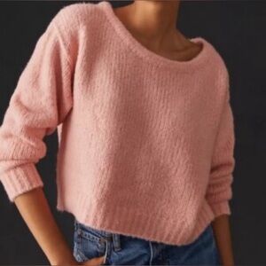 Anthropologie Pink Cropped Sweater